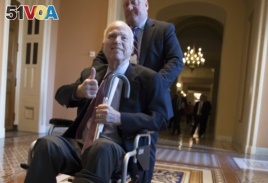 Sen. John McCain, R-Ariz., leaves a closed-door session on Capitol Hill in Washington, Dec. 2017. (File Photo)