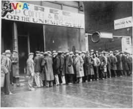 Unemployed men queued outside a depression soup kitchen opened in Chicago, Feburary 1931