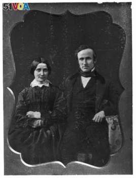 Rutherford B. Hayes and his wife, Lucy Webb, on their wedding day, Dec. 30, 1852. (Library of Congress)