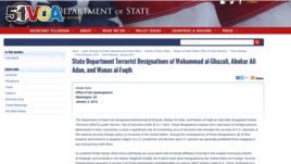 State Department Terrorist Designations of Muhammad al-Ghazali, Abukar Ali Adan, and Wanas al-Faqih. 