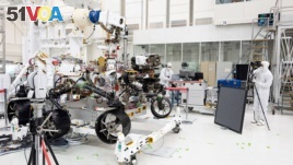 The Mars rover, now named Perseverance, at the Jet Propulsion Laboratory in Pasadena, CA, July 23, 2019