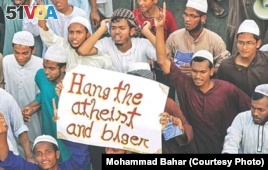 Islamist protesters demand public execution of the country's atheist bloggers, whom they accuse of humiliating and ridiculing Islam, the Koran and Prophet Mohammad, in Chittagong, Bangladesh,in March 2013.