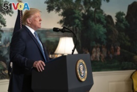 President Donald J. Trump addresses his remarks Monday, August 5, 2019, in the Diplomatic Reception Room of the White House on the mass shootings over the weekend in El Paso, Texas and Dayton, Ohio.