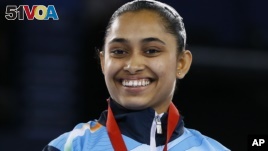 Indian gymnast Dipa Karmakar at the 2014 Commonwealth Games. 