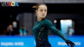 Kamila Valieva of the Russian Olympic Committee in action during training on February 14, 2022. REUTERS/Evgenia Novozhenina