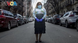 Tiffany Pinckney poses for a portrait in the Harlem neighborhood of New York on April 1, 2020. Pinckney became one of the nations first donors of 