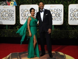 Jada Pinkett-Smith and Will Smith arrive at the 73rd Golden Globe Awards