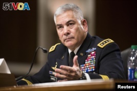 U.S. Army General John Campbell, commander of the Resolute Support Mission and United States Force - Afghanistan, testifies before a Senate Armed Services Committee hearing on 