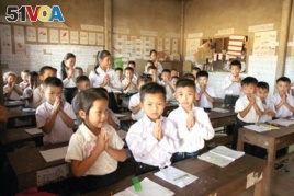 Lao child students in one of the school class room at rural area of Laos
