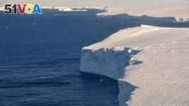 This 2020 photo provided by the British Antarctic Survey shows the Thwaites glacier in Antarctica. (David Vaughan/British Antarctic Survey via AP)