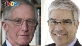 A combination picture shows William D. Nordhaus (L) and Paul Romer, who have won the 2018 Nobel Economics Prize, posing in undated photos provided to Reuters by Yale University and NYU Stern School of Business on Oct. 8, 2018. 