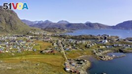 FILE - Aerial view of the town of Narsaq in southern Greenland, located 5 km from the site of a rare earth mine planned by Australian-listed company Greenland Minerals. (Greenland Minerals Ltd/Handout via REUTERS)