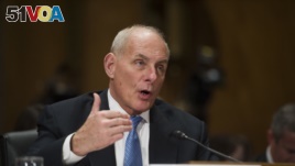 Retired Marine Gen. John F. Kelly testifies during the Senate Homeland Security Committee hearing on his confirmation to be Secretary of Homeland Security in Washington, Tuesday, Jan. 10, 2017. (AP Photo/Cliff Owen)