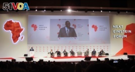 Senegal President Macky Sall spoke at the forum for Next Einstein fellows held in Diamniadio, Senegal, Tuesday, March 8, 2016.