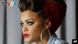 Recording artist Andra Day poses for a photo in Atlanta, Jan. 24, 2016.