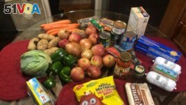 Food from Manna Food Center, a nonprofit food bank that serves Montgomery County, Maryland