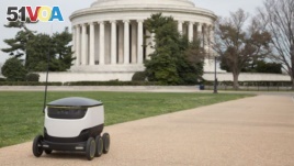 The Starship Technologies delivery vehicles launched in Washington D.C. can transport food and other small items to customers ordering via an app. (Starship Technologies)