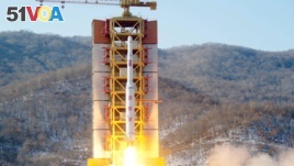 A picture showing North Korea's rocket launch in February. The launch was one reason the U.N. place new sanctions on North Korea.