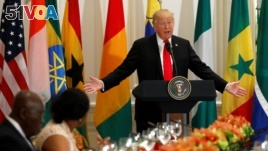 U.S. President Donald Trump speaks during a working lunch with African leaders during the U.N. September 20, 2017.