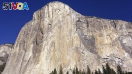 This photo shows El Capitan in Yosemite National Park, Calif. An American rock climber has become the first to climb alone to the top of the wall without ropes or safety gear. 