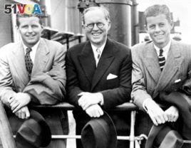 Joseph P. Kennedy Jr., Joseph P. Kennedy Sr., and John F. Kennedy arriving at Southampton, England, July 2, 1938.