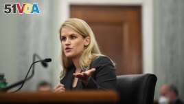 Former Facebook employee and whistleblower Frances Haugen testifies during a Senate Committee on Commerce, Science, and Transportation hearing on Capitol Hill, in Washington, U.S., October 5, 2021. (Matt McClain/Pool via REUTERS)