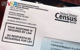 FILE - An envelope contains a 2018 census test letter.