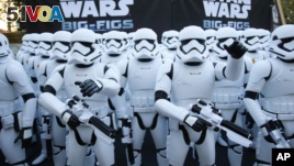 Over 100 JAKKS BIG-FIGS Stormtrooper action figures are seen as a part of an installation at The Americana at Brand for the opening of 