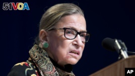 FILE - In this Jan. 28, 2016 file photo, Supreme Court Justice Ruth Bader Ginsburg speaks at Brandeis University in Waltham, Massachusetts. Ginsburg said she regretted comments on Republican presidential candidate Donald Trump. 