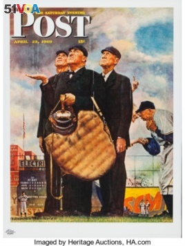 The Norman Rockwell painting 'Tough Call' was used for this 1949 cover of American magazine 'The Saturday Evening Post.'