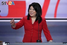 Arizona State Senator Kimberly Yee addresses the opening day of the Republican National Convention in Cleveland, Monday, July 18, 2016. (AP Photo/J. Scott Applewhite)