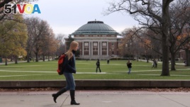 FILE - In this Nov. 20, 2015 file photo, University of Illinois students walk across the campus in Urbana, Illinois. The school has identified at least 14 cases of misleading financial aid applications. (AP Photo/David Mercer, File)