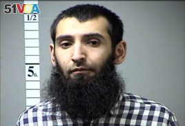 Sayfullo Saipov, the suspect in the New York City truck attack is seen in this handout photo released, Nov. 1, 2017, by St. Charles County Department of Corrections.