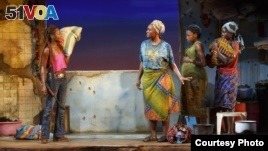 From left, Zainab Jah, Saycon Sengbloh, Pascale Armand, and Lupita Nyong'o in a scene from Danai Gurira's 