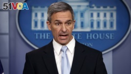 File - Acting Director of United States Citizenship and Immigration Services Ken Cuccinelli, speaks during a briefing at the White House. He recently has suggested changes to the refugee acceptance program. (AP)