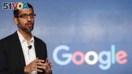 FILE - In this Wednesday, Jan. 4, 2017, file photo, Google CEO Sundar Pichai speaks during a news conference on Google's collaboration with small scale local businesses in New Delhi. 