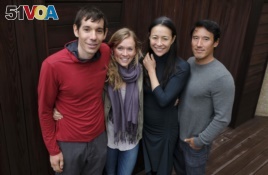 FILE - Alex Honnold, from left, and Sanni McCandless, subjects of the documentary film 