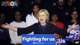 Democratic presidential candidate Hillary Clinton speaks during a campaign event at Clark Atlanta University, Oct. 30, 2015, in Atlanta, Georgia.