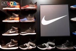 FILE - Nike shoes are seen on display in New York, U.S., March 18, 2019. (REUTERS/Shannon Stapleton/File Photo)