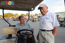 Don Greiman, right, has attended the Iowa State Fair since he was a boy. He is 89 years old.