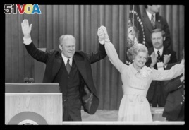 President Gerald Ford and First Lady Betty Ford celebrate winning the Republican nomination in 1976.