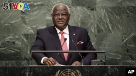 Sierra Leone's President Bai Koroma addresses the 70th session of the United Nations in this Sept. 29, 2015 file photo. (AP Photo/Richard Drew)
