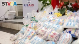 Fortified food on display for Haiti. 