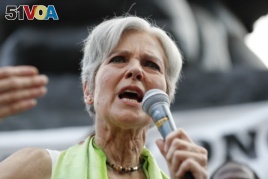 Dr. Jill Stein, presumptive Green Party presidential nominee, speaks at a rally in Philadelphia, July 27, 2016, during the third day of the Democratic National Convention.