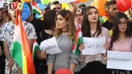 Some students say their dream of an independent state trumps fears that the independence vote could lead to crippling isolation in Irbil, Kurdistan Region of Iraq, Sept. 29, 2017. 