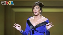 Former Olympian Caitlyn Jenner speaks on stage at the Glamour Women of the Year Awards where she receives an award, in New York, Nov. 9, 2015.