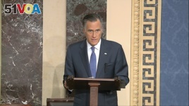 In this image from video, Sen. Mitt Romney, R-Utah, speaks on the Senate floor about the impeachment trial against President Donald Trump at the U.S. Capitol in Washington, Wednesday, Feb. 5, 2020.