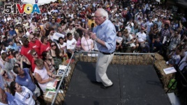Democratic presidential candidate Sen. Bernie Sanders, I-Vt., speaks at the Iowa State Fair in Des Moines, Aug. 15, 2015.