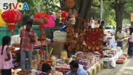 Pavement sellers in New Delhi are all geared up to sell earthen lamps and other decorative items used during Diwali.