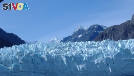 The large ice wall created by the front of a Glacier